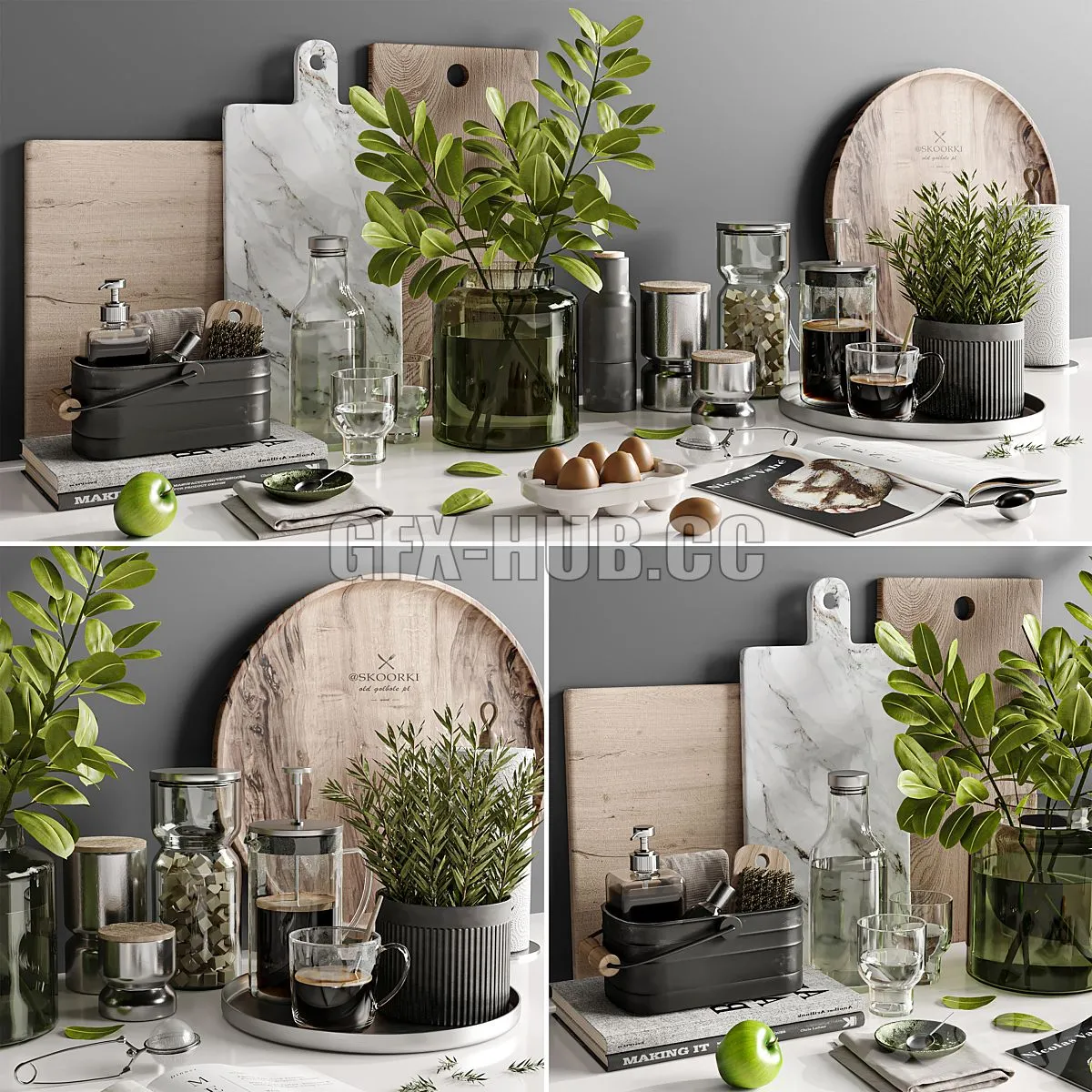 kitchen accessories 013 with boards 3dsMax Model