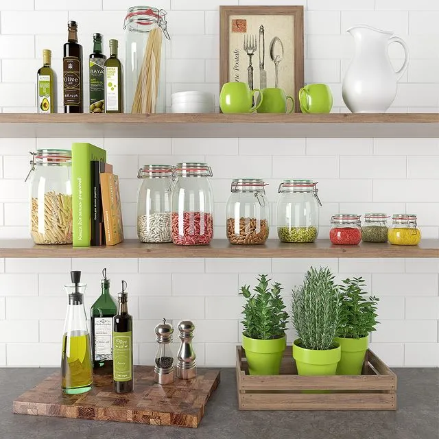 Kitchen Accessories 3 with herbs 3dsMax Model