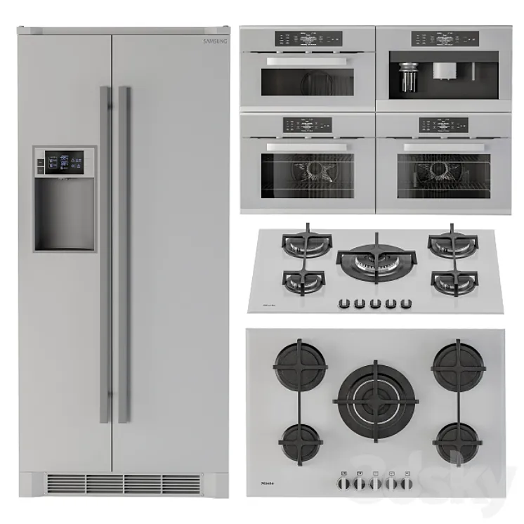 Kitchen appliance Set Gray White 3DS Max