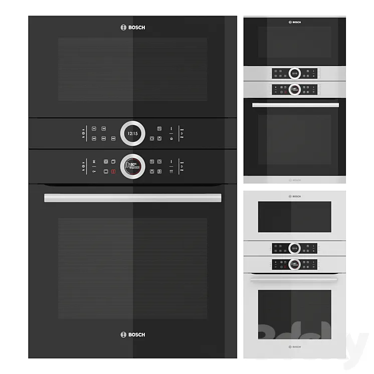 Kitchen appliances Bosch Series 8. Three options 3DS Max