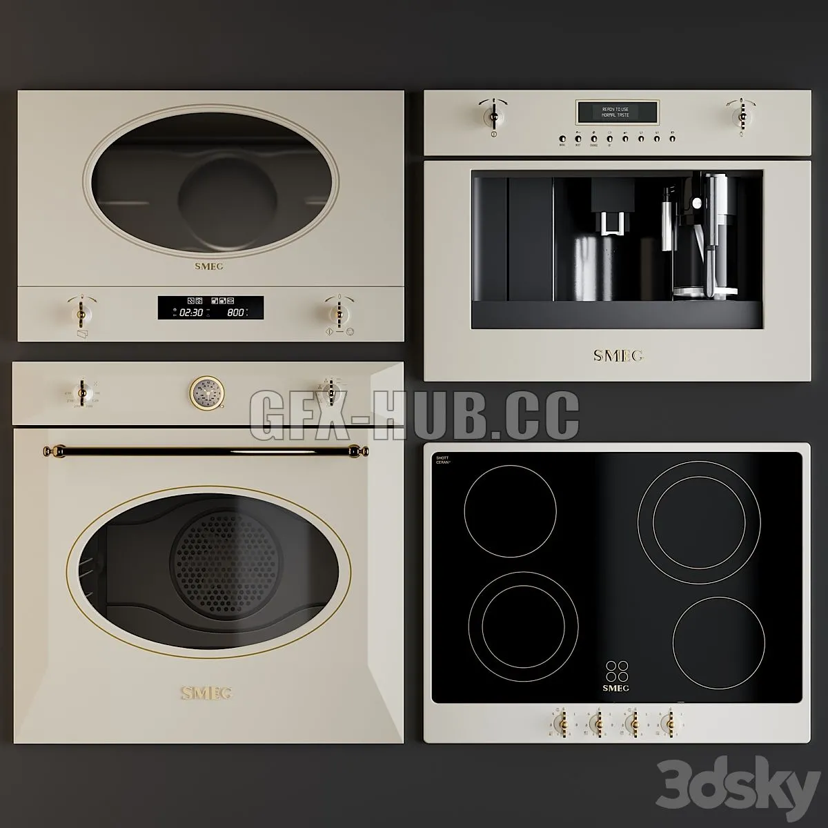 Kitchen Appliances Smeg Colonial 3dsMax Model