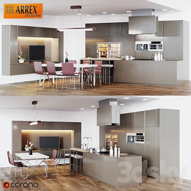 Kitchen Arrex Opale 3DS Max Model