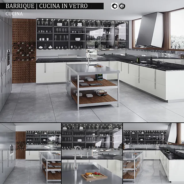 Kitchen Barrique Cucina in vetro 3DS Max Model