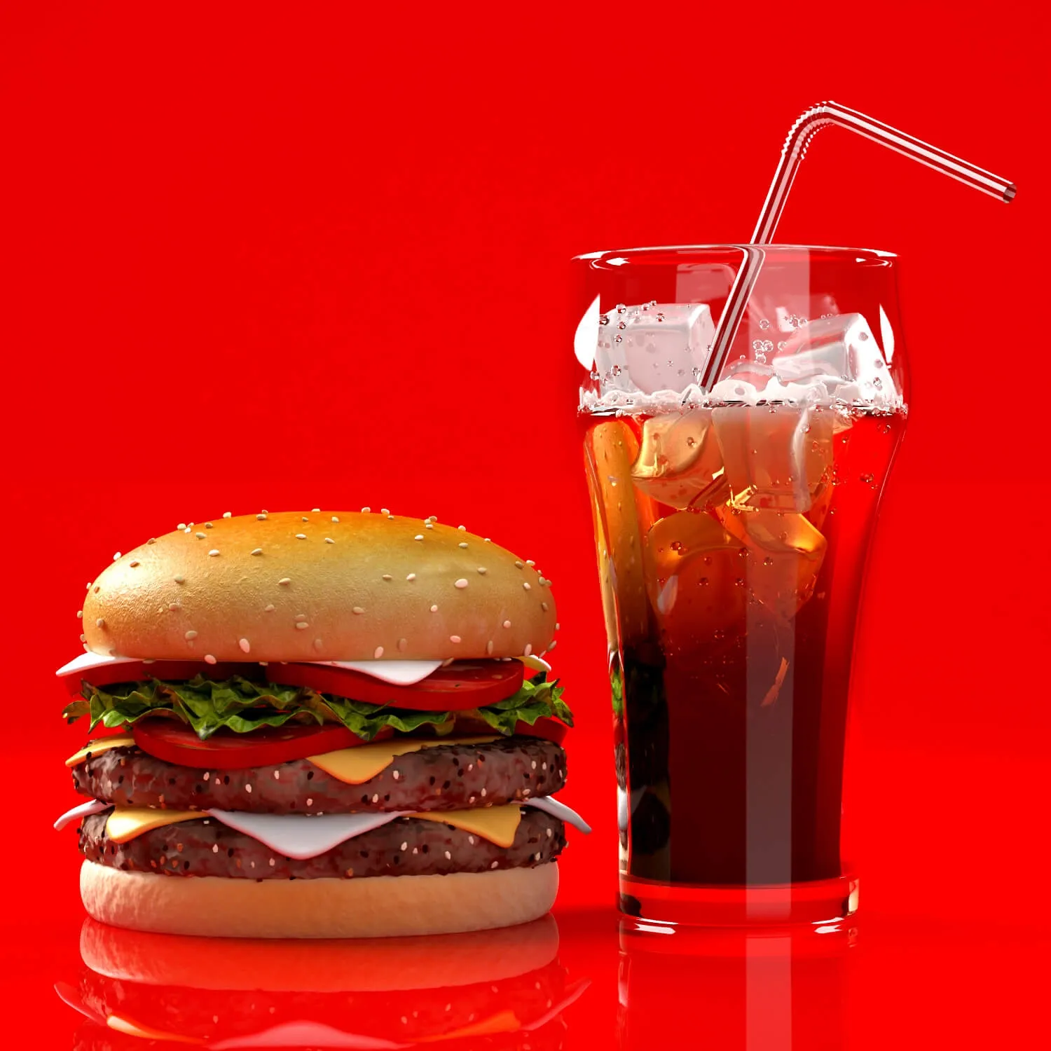 kitchen – Burger and cola 3ds Max