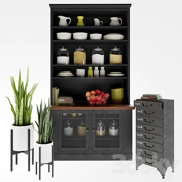 Kitchen decor set and Loft concept Industrial Loft Rustic Iron 8 Drawer Dresser 3ds Max