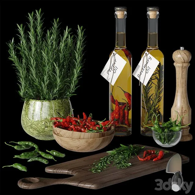 Kitchen decor set pepper chile 3dsMax Model