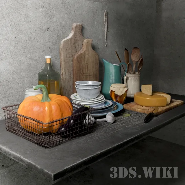 kitchen – Decor set with pumpkin 3ds Max