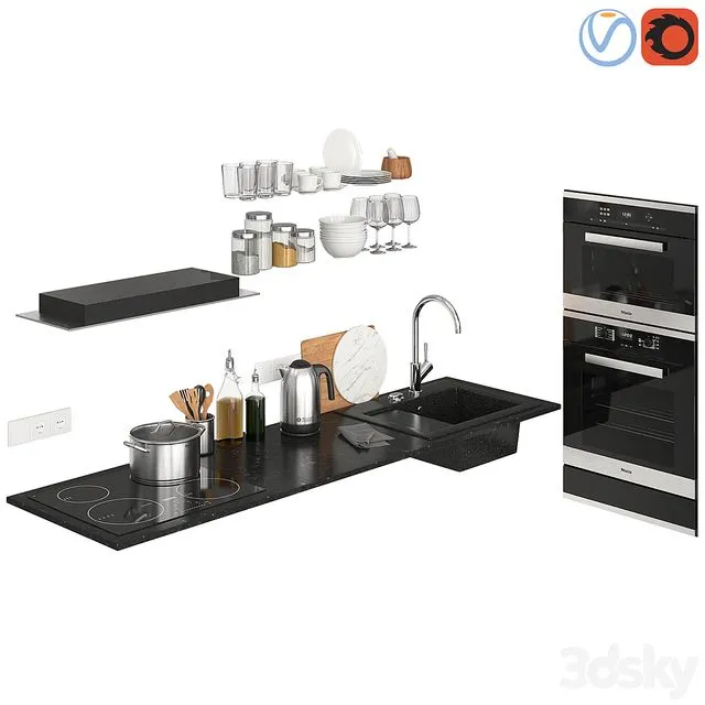 Kitchen Decor (with kitchen appliances Miele) 3dsMax Model