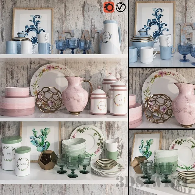 kitchen – Dishes in delicate colors 3ds Max