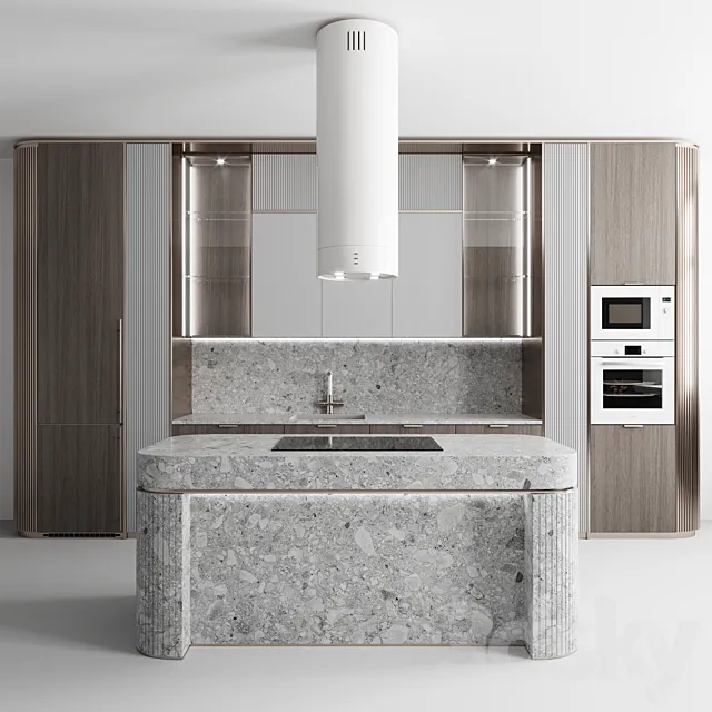 Kitchen №129 “Wood and Concret” 3ds Max
