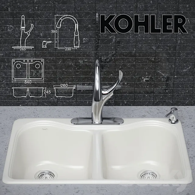 Kitchen faucet and sink KOHLER 3DSMax File