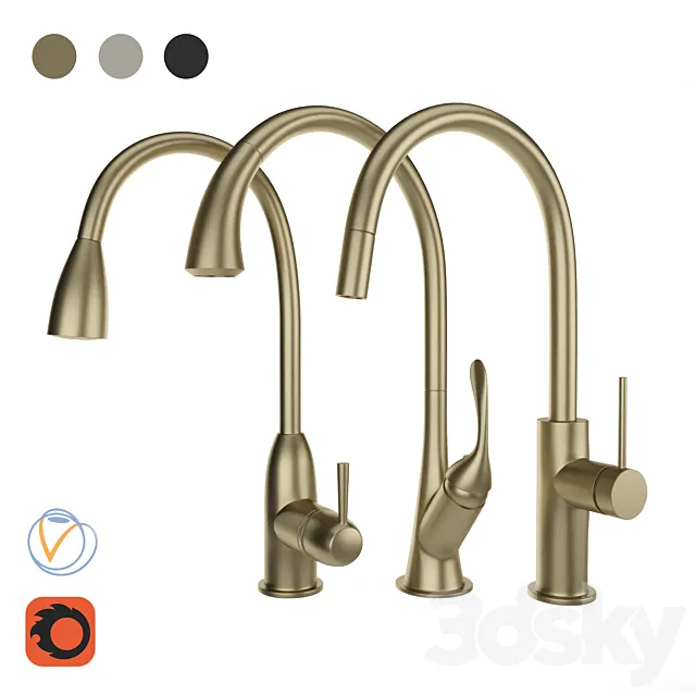 kitchen faucet set 02 3ds Max