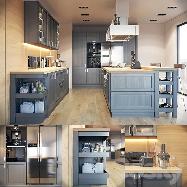 Kitchen Fortwood factory Call with decor 3DSMax File
