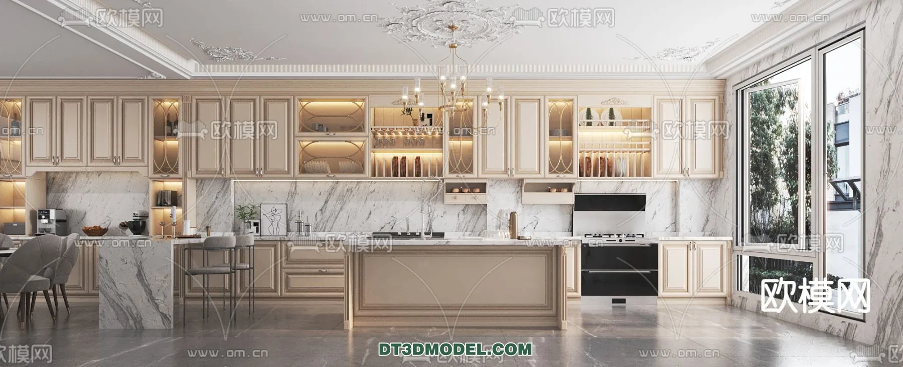 Kitchen – France Style – Interior 3D Scene – 002