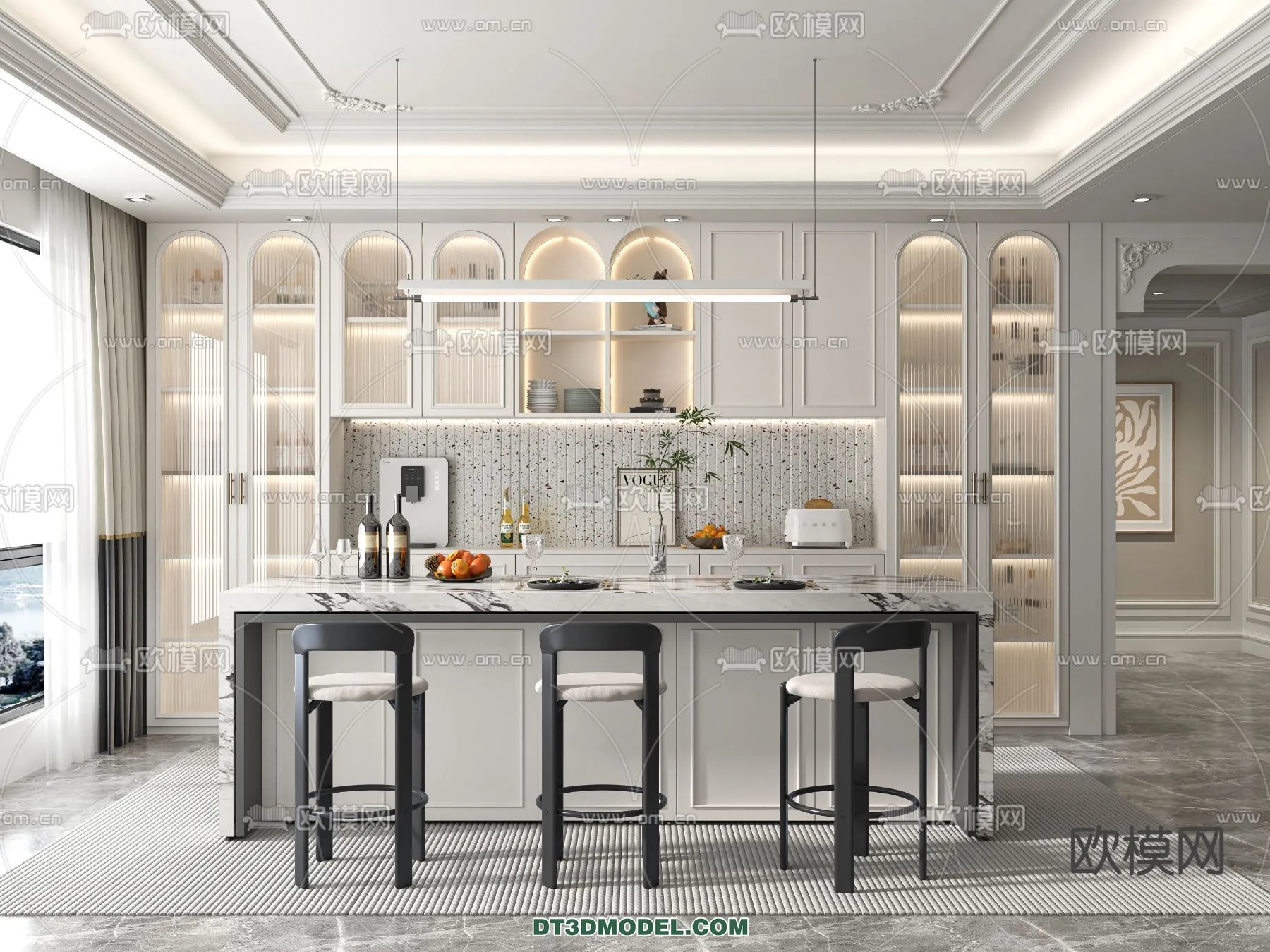 Kitchen – France Style – Interior 3D Scene – 062