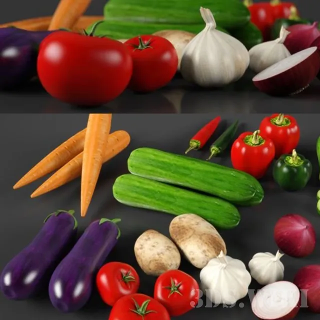 kitchen – Fresh vegetables set 3ds Max