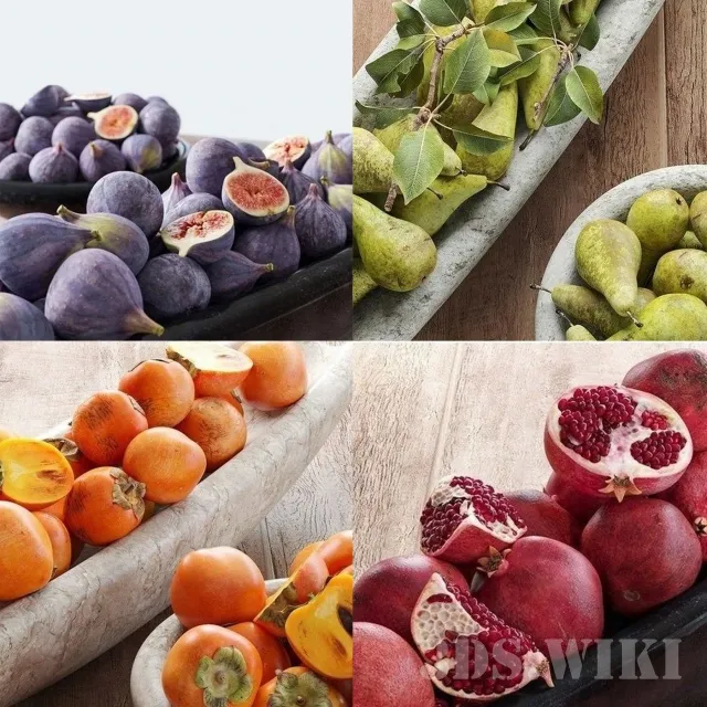 kitchen – Fruits pomegranate figs persimmon 3ds Max