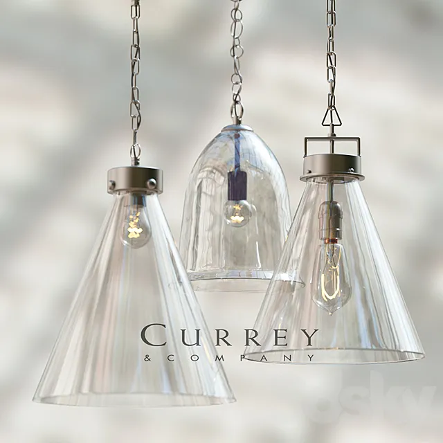 Kitchen glass pendant set by Currey 3DSMax File