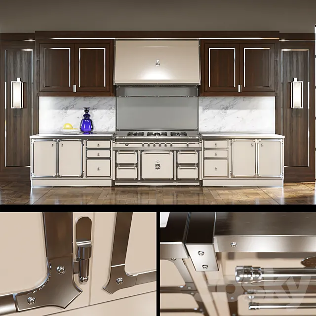 Kitchen GULLO AVANA PEARL & SATIN NICKEL 3DS Max Model