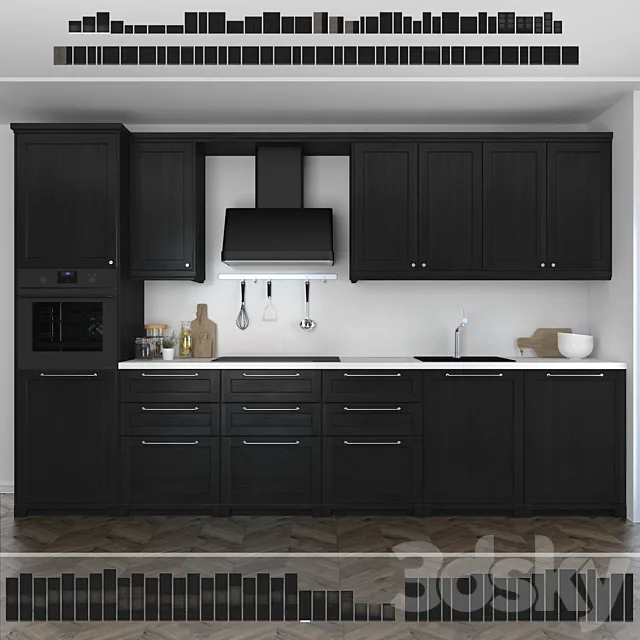Kitchen Ikea Lerhuttan _ Lerhyttan (black stain). 3DSMax File