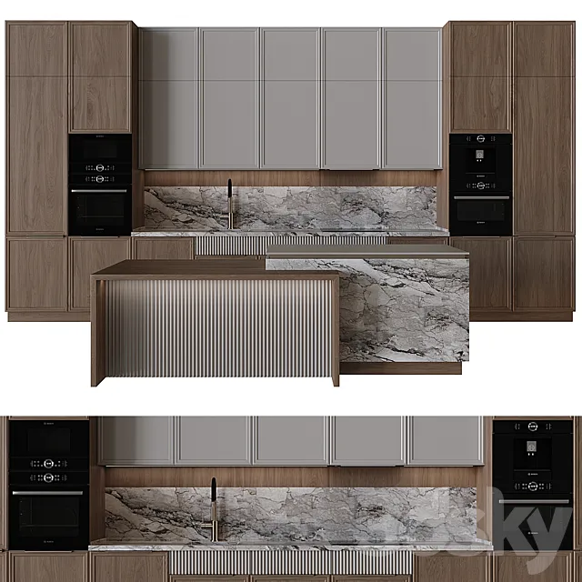 Kitchen in neoclassical style 48 3DS Max Model