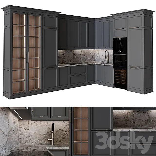 Kitchen in neoclassical style 56 3ds Max