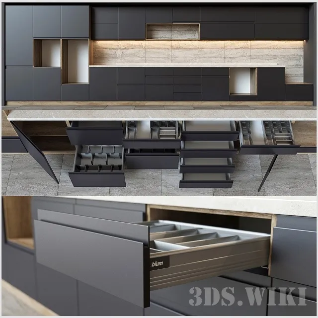 kitchen – Kitchen furniture with Blum accessories 3ds Max