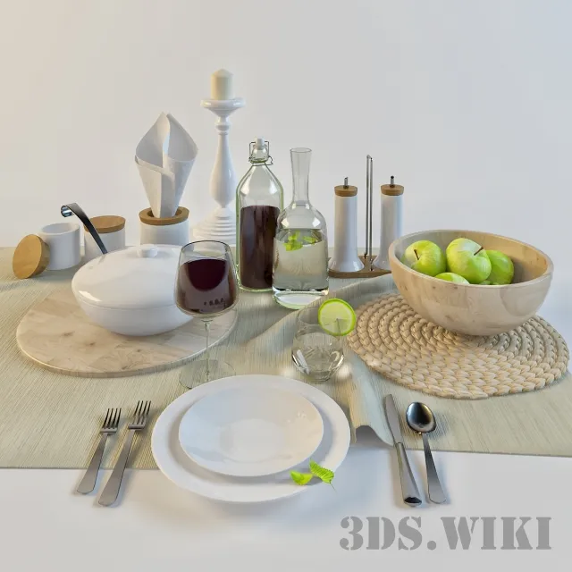 kitchen – Kitchen set – dishes food and drinks 3ds Max