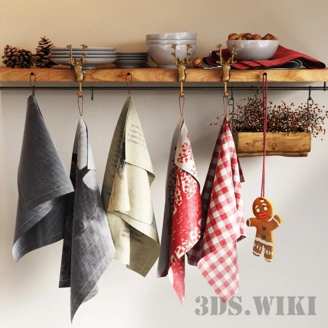 kitchen – Kitchen set dishes towels 3ds Max