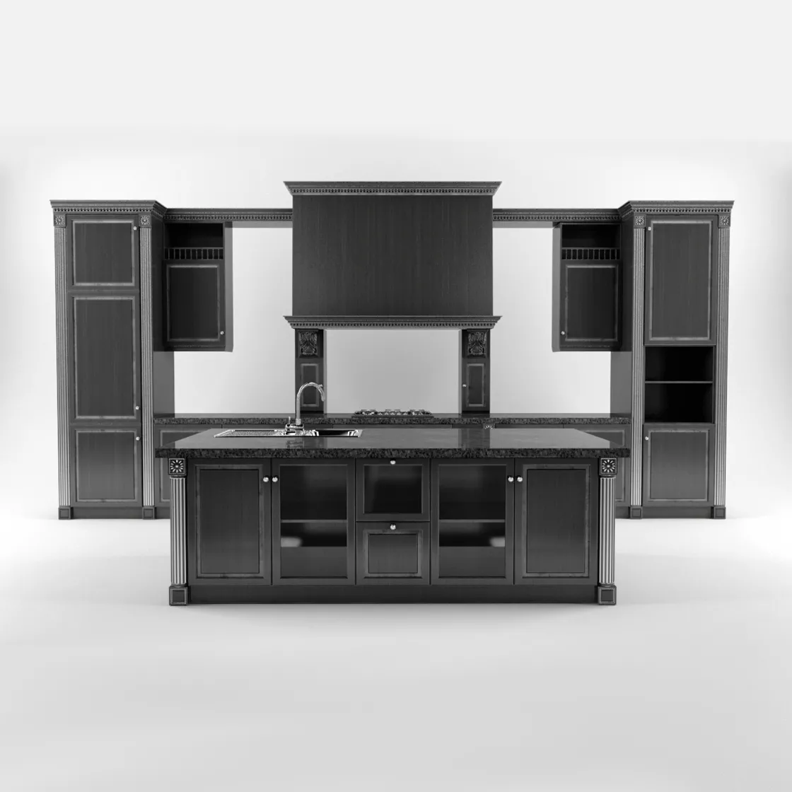 kitchen – Kitchen set in black 05 3ds Max