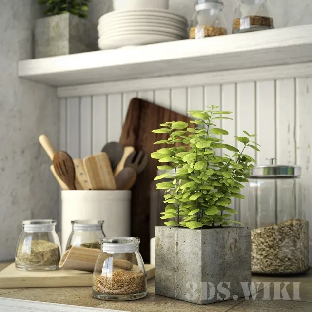 kitchen – Kitchen set with a plant 3ds Max