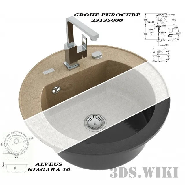 kitchen – Kitchen sink Alveus Niagara 10 + Grohe Eurocube 3ds Max