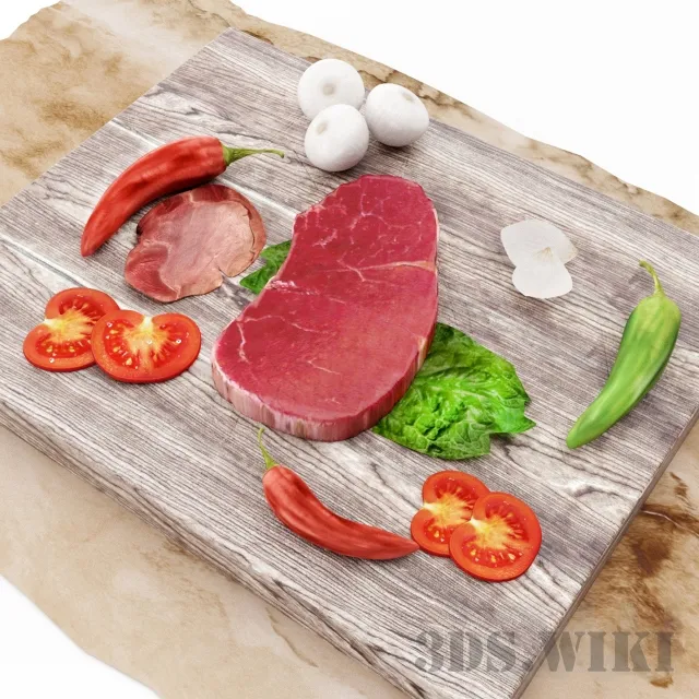kitchen – Meat steak on a cutting board 3ds Max