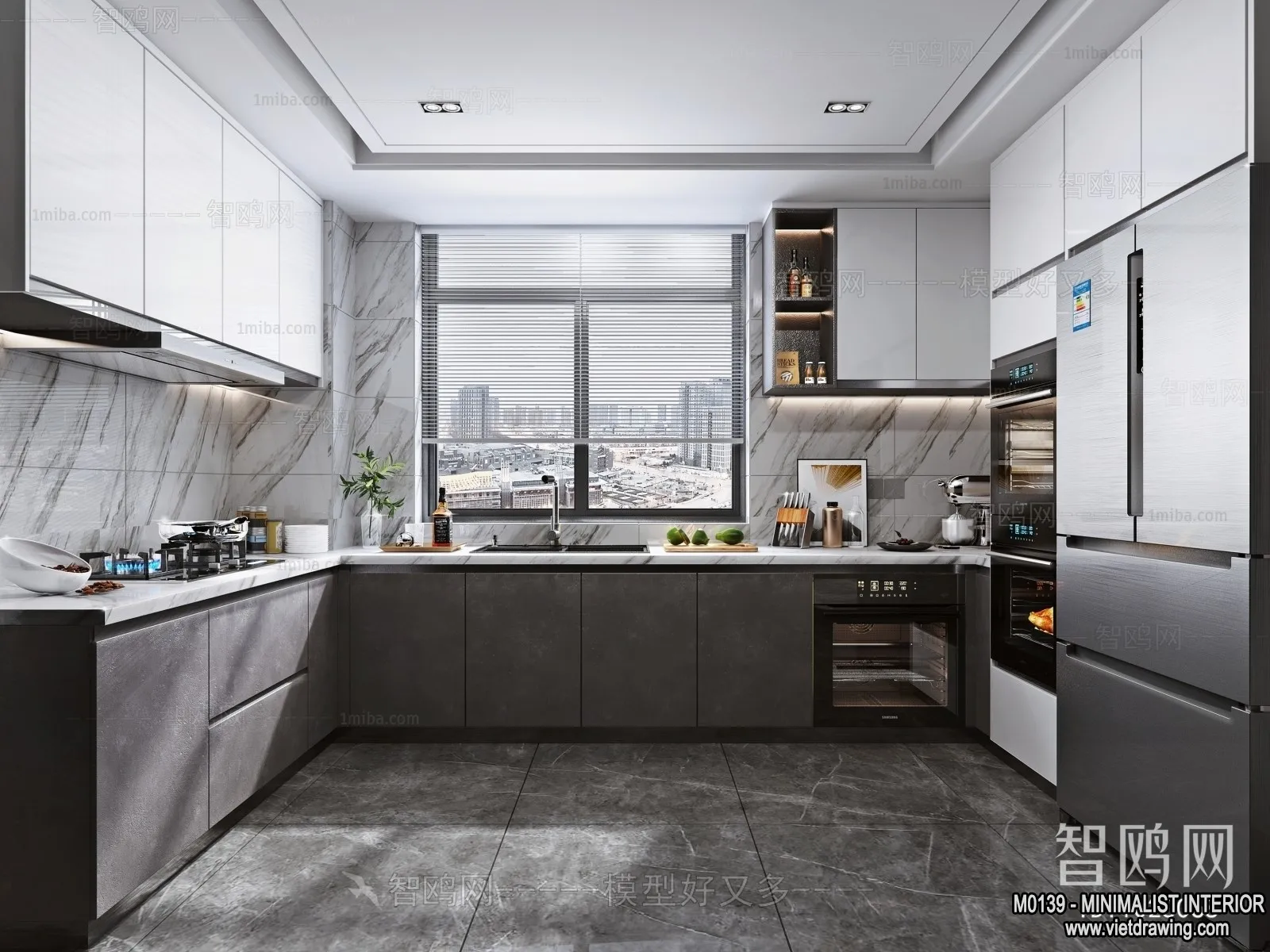 Kitchen – Minimalist Style – 3D Interior Scene – 001