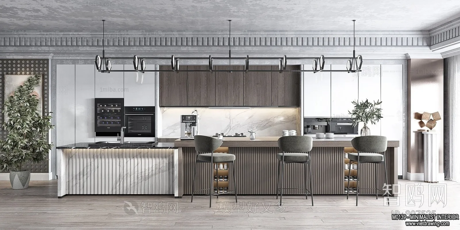 Kitchen – Minimalist Style – 3D Interior Scene – 004