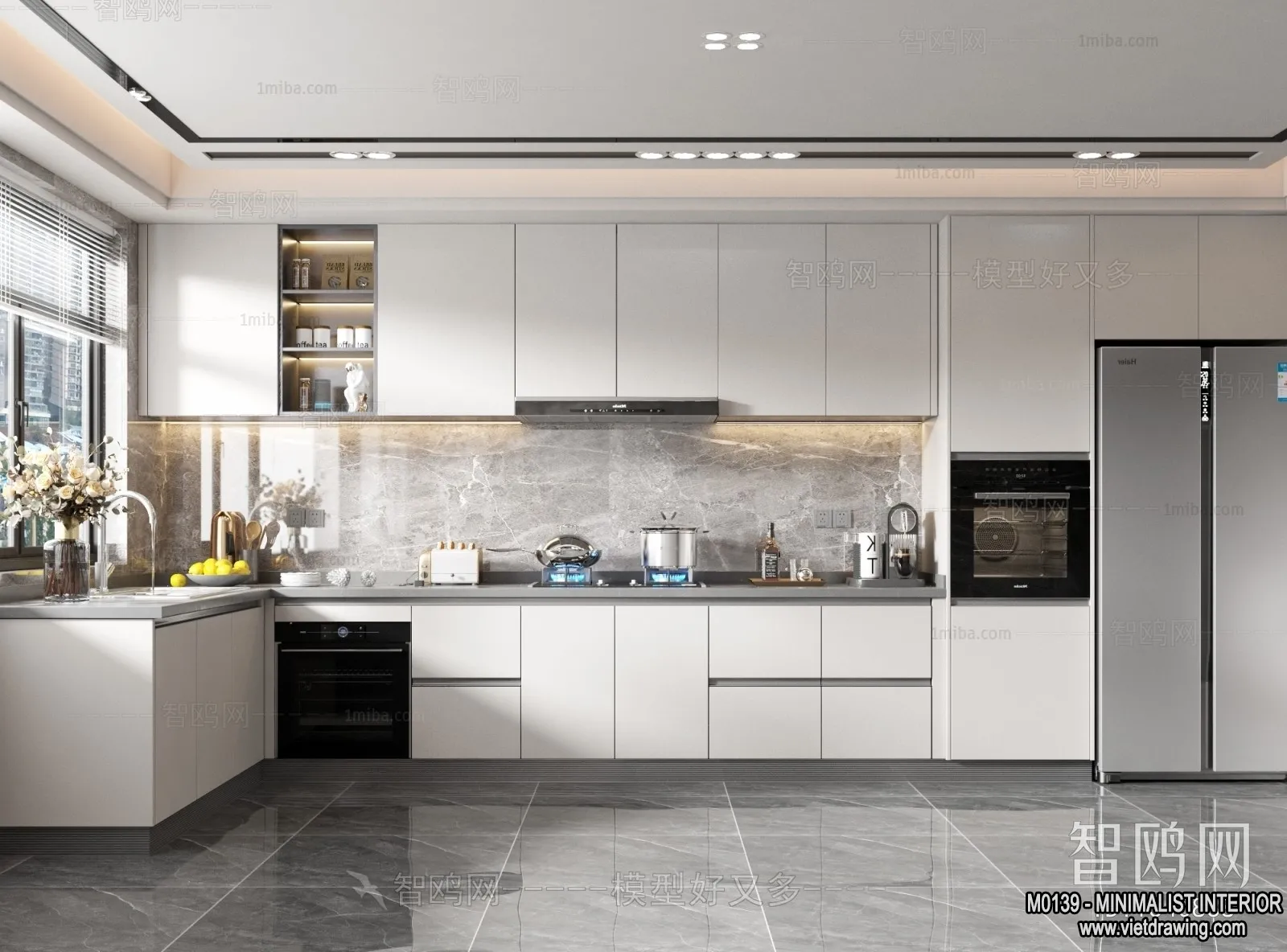 Kitchen – Minimalist Style – 3D Interior Scene – 011