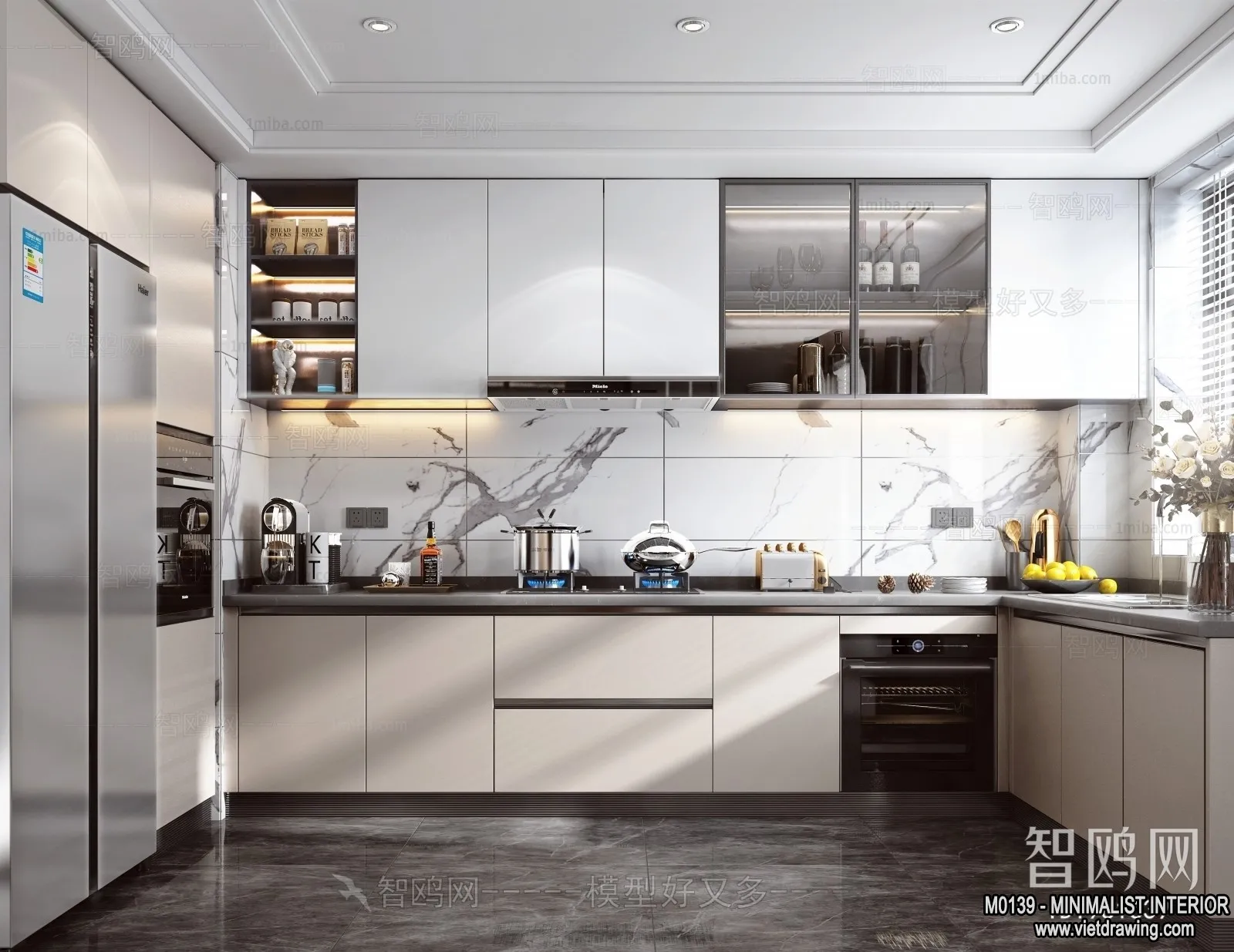 Kitchen – Minimalist Style – 3D Interior Scene – 017