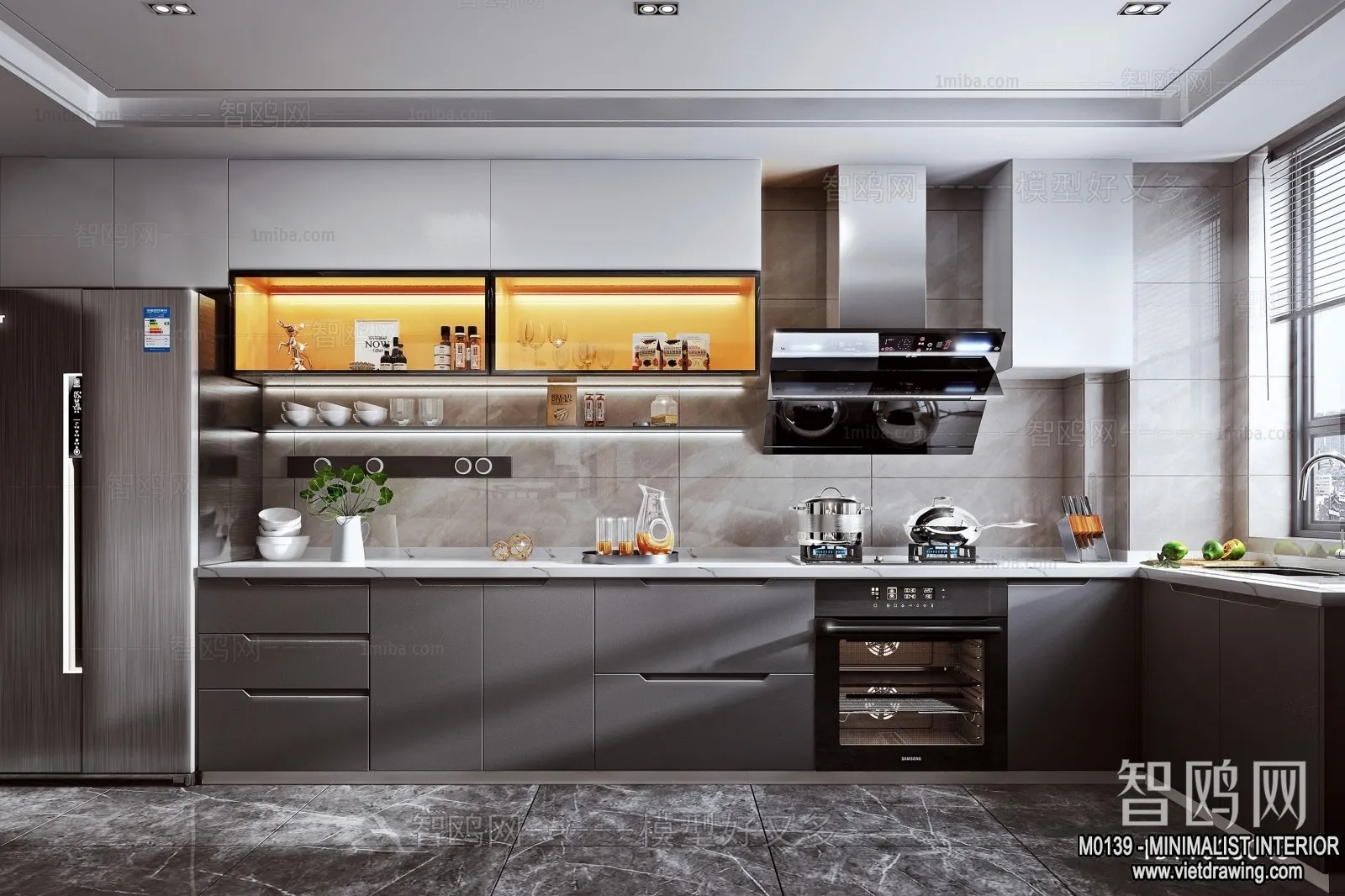 Kitchen – Minimalist Style – 3D Interior Scene – 019