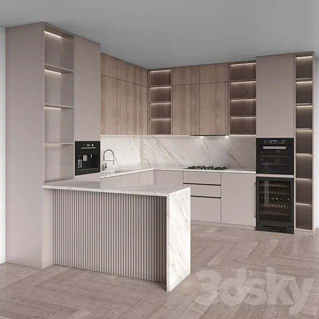 Kitchen Modern 111 (Corner Kitchen) 3ds Max