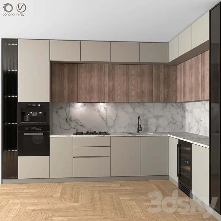 Kitchen Modern 26 (Corner Kitchen) 3DS Max Model