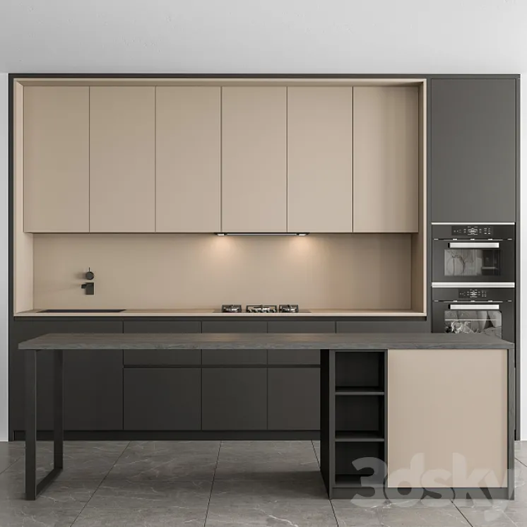 Kitchen Modern – Black and Cream Cabinets 73 3DS Max