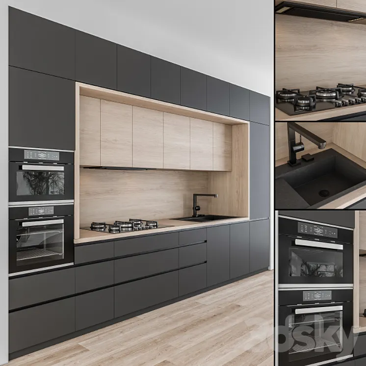 Kitchen Modern – Black and Wood 43 3DS Max