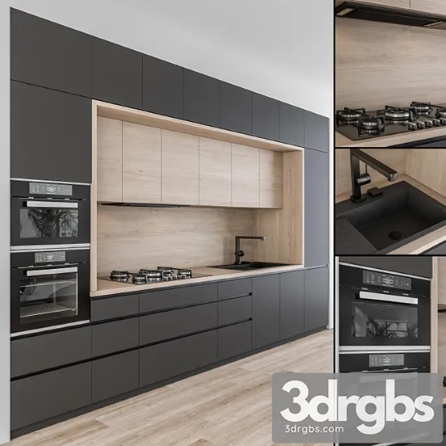 Kitchen modern – black and wood 43