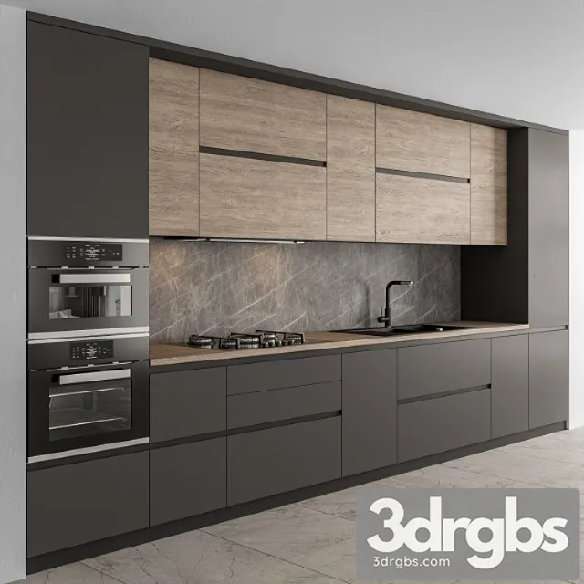 Kitchen Modern Black and Wood 65 3dsmax Download
