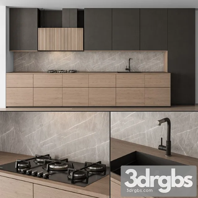 Kitchen modern – black and wood 76