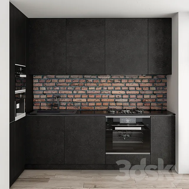Kitchen Modern Brick Wall 3ds Max