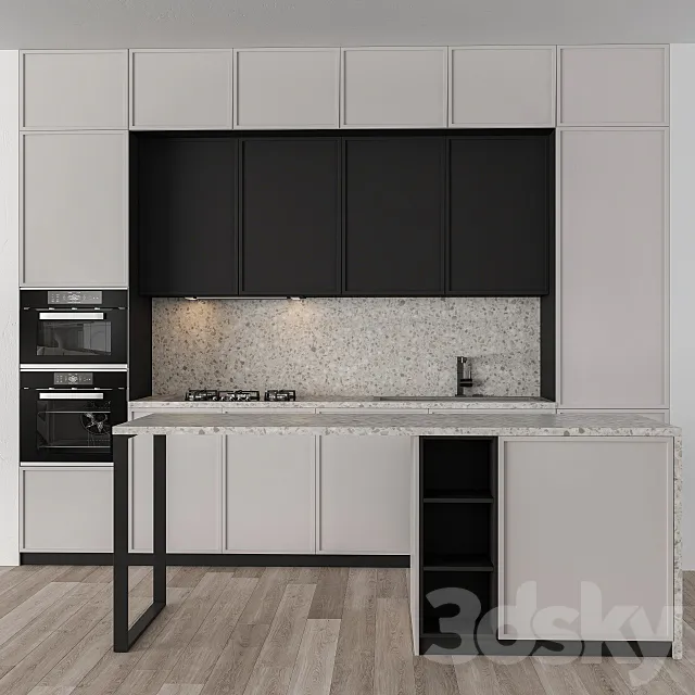 Kitchen Modern – Cream and Black 26 3DS Max Model