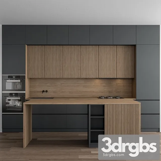 Kitchen Modern Gray And Wood 107 3dsmax Download
