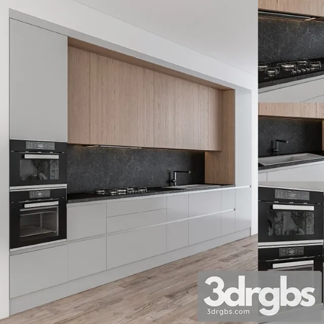 Kitchen modern – gray and wood 24 3dsmax Download