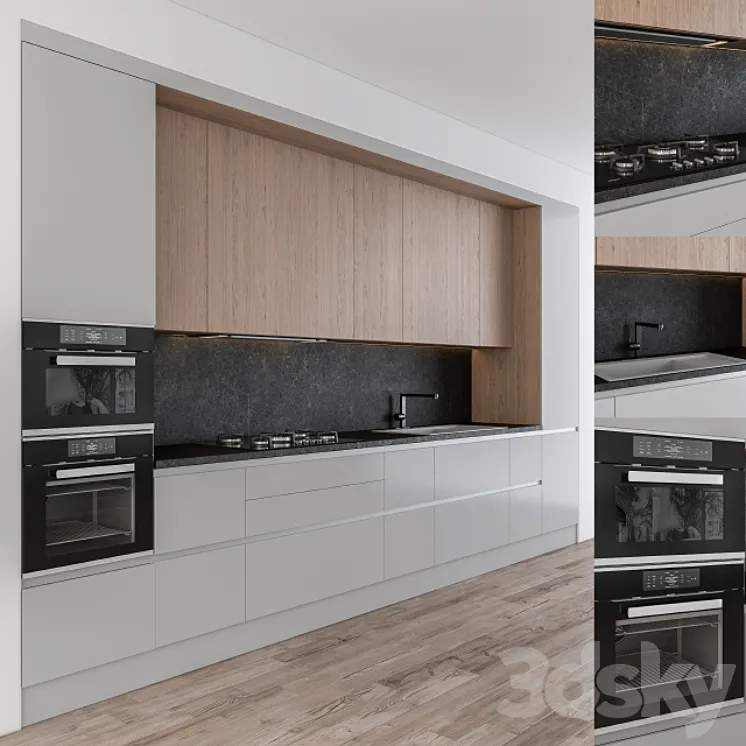 Kitchen Modern – Gray and Wood 24 3DS Max